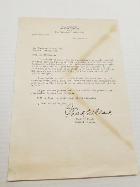 1952 Gen. Mark Clark Signed Letter (1 of 5)