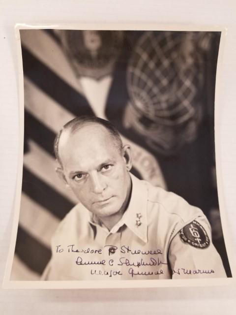 Autographed Photo of Gen. Lemuel C. Shepherd, Jr.: Photo is 10" x 8", includes JSA basic certificate