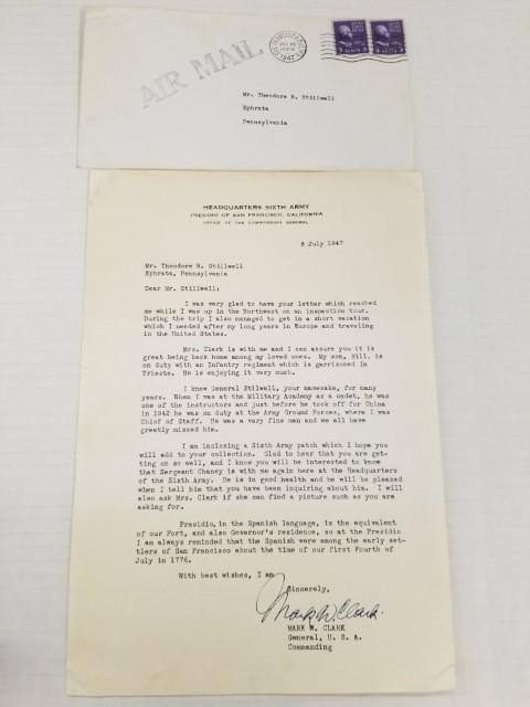 1947 Signed Letter from Gen. Mark Clark (1 of 6)