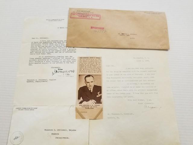 Signed 1944 Letter from V. Adm. J. Towers and More (1 of 16)
