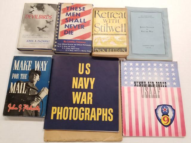 Variety of WW2 Books: US Navy War photographs are 11" x 11"