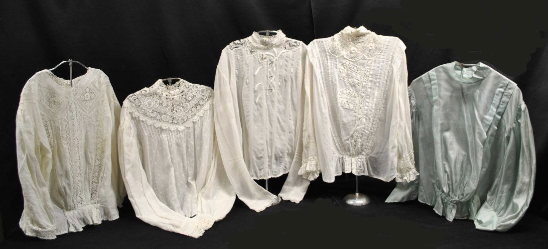 VICTORIAN  FIVE COTTON AND SILK WOMENS FANCY BLOUSES, 1890 to 1900s (1 of 8)