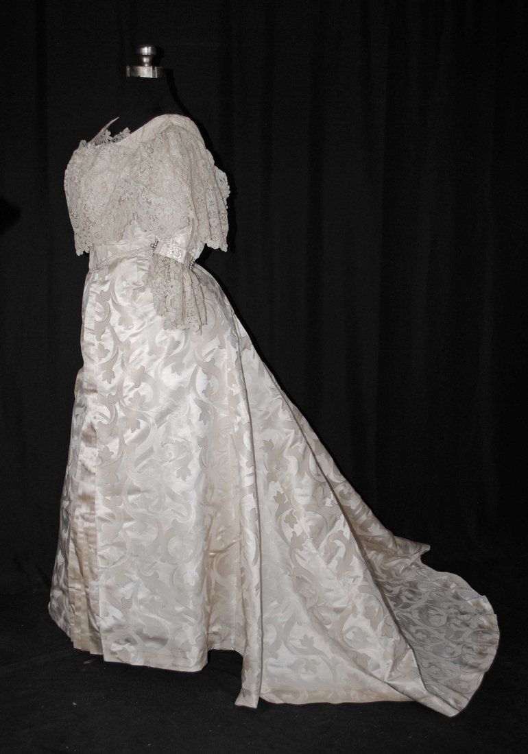 VICTORIAN TWO PIECE BUSTLE WEDDING GOWN, TRAINED, 1892 (1 of 20)