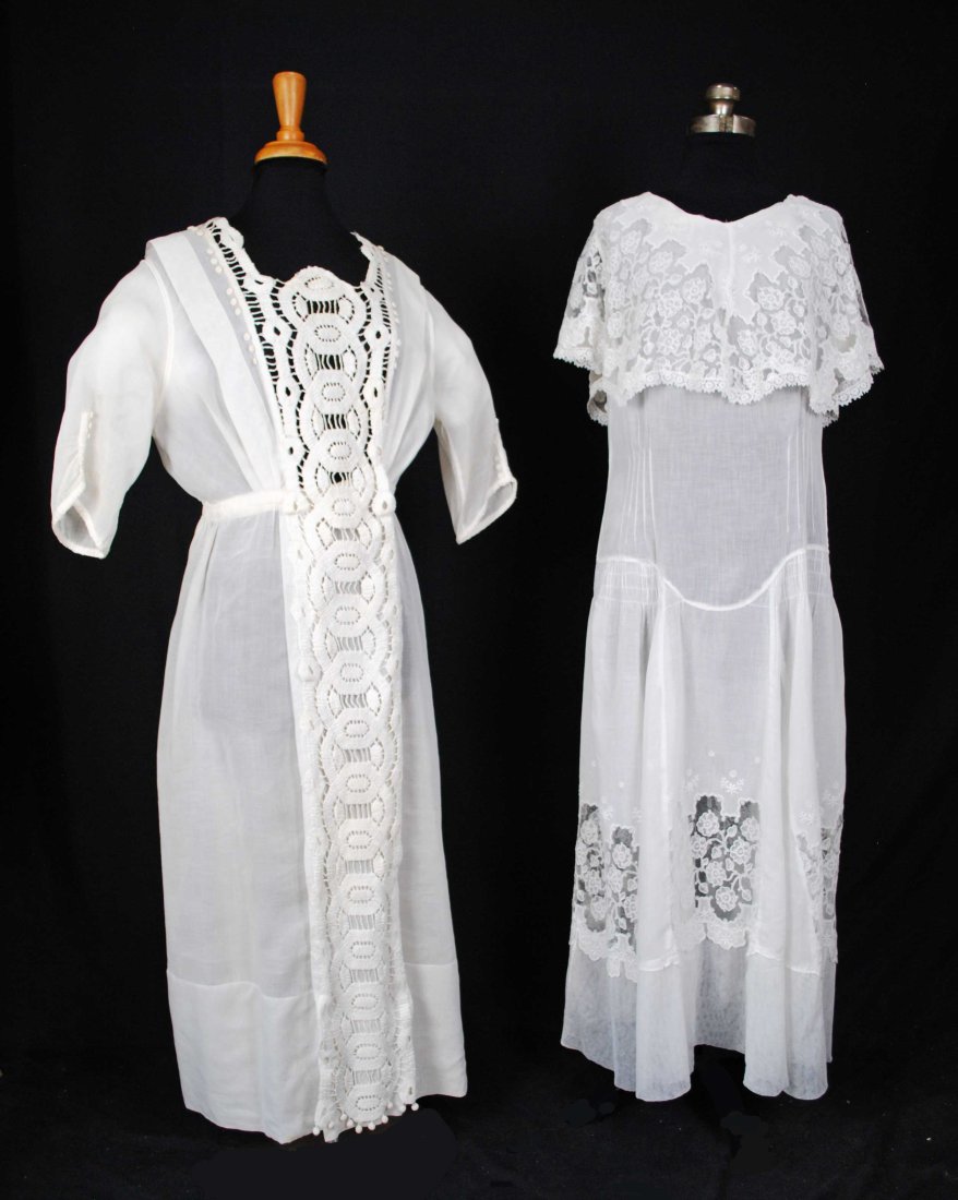 EDWARDIAN 1918s FANCY TEA SUMMER DRESSES, L0T OF 2 (1 of 20)
