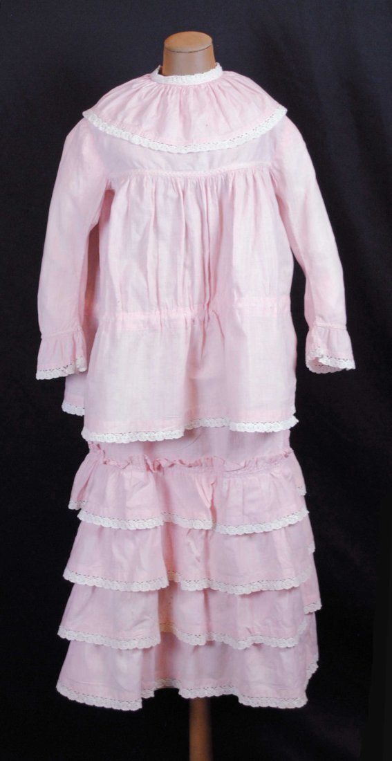 VICTORIAN COTTON GIRLS 2 PIECE PINK DRESS, 1900s (1 of 13)