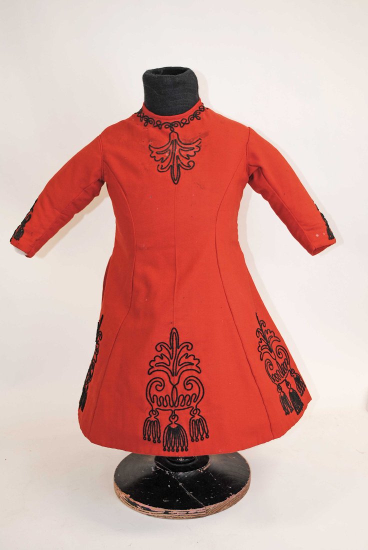 VICTORIAN BOY'S RED WOOL DRESS SOUTACHE EMBROIDERY, 1860s (1 of 11)