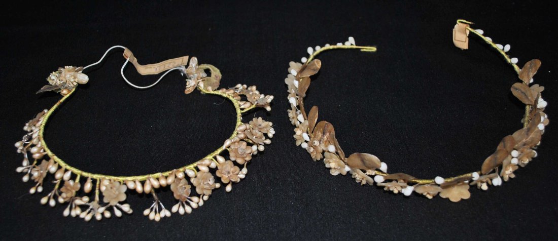 VINTAGE WAX FLOWERS WEDDING BRIDAL CROWN TIARA, 1920s, LOT OF 2 (1 of 14)