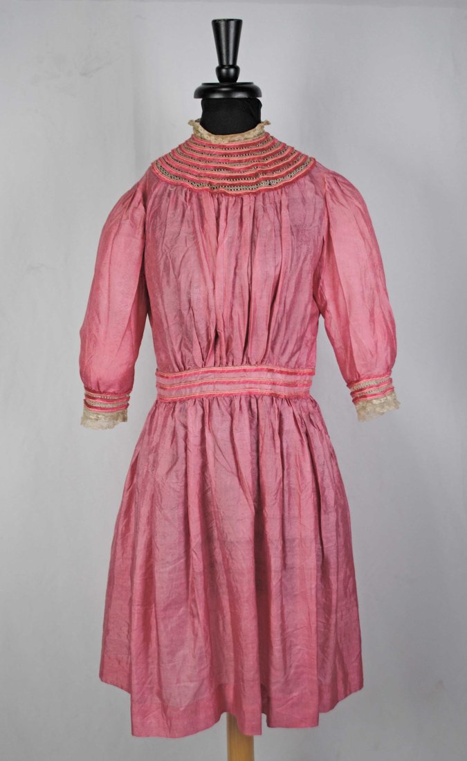VICTORIAN GIRLS PINK SILK DRESS, 1890s (1 of 8)