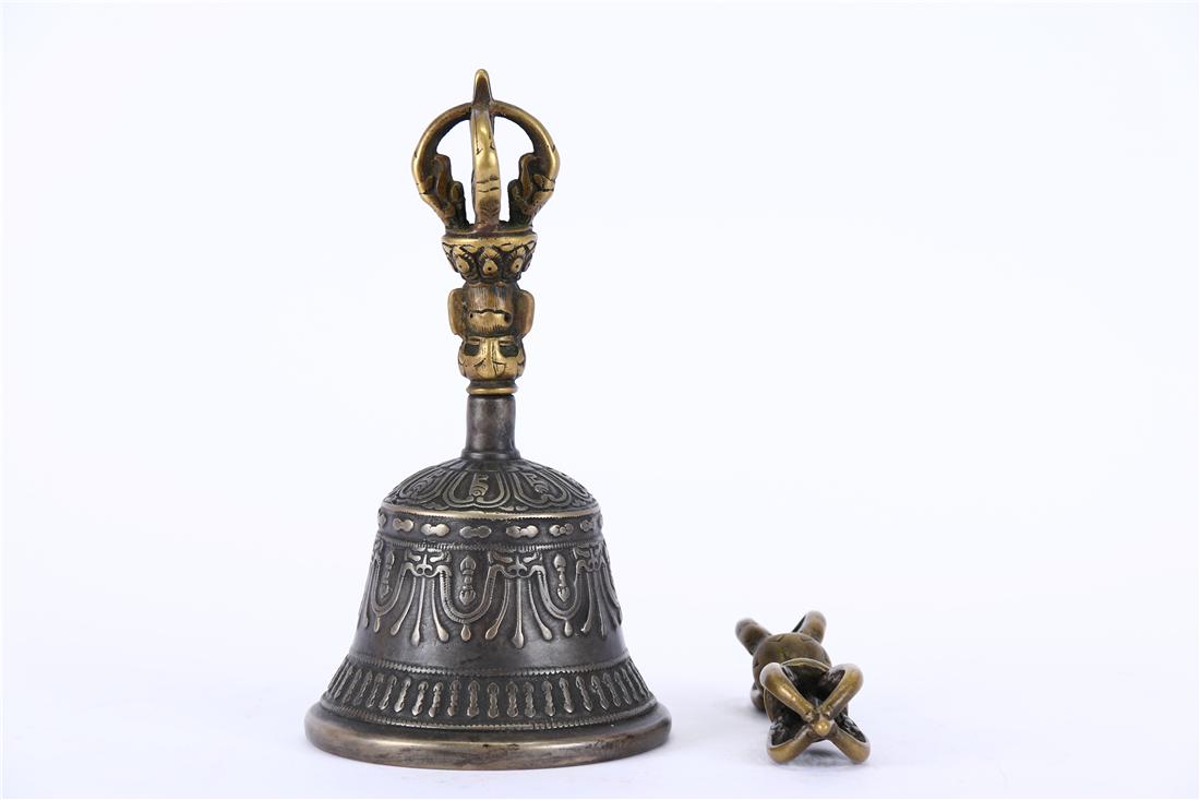 MING COPPER DORJE PHURBA AND VAJRA BELL (SET) (1 of 9)