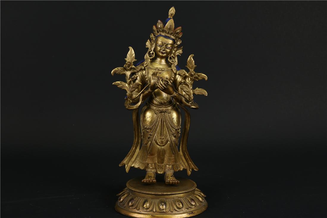 QING QIANLONG GILDING COPPER BAOYUAN TARA BUDDHA STATUE (1 of 9)