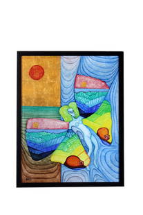 Rudolf (Rudi) Rappold (+1989 in Vienna), Viennese: Rudolf (Rudi) Rappold (+1989 in Vienna), Viennese artist, bohemian, painter and husband of the famous Australian artist Vali Myers (*1930-2003). Mixed media on paper, 47,5 x 60 cm, framed lower left m