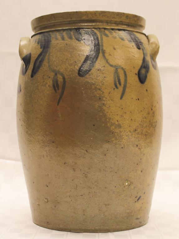 Blue Decorated Two Handled Jug 15" H Condition: Good (1 of 1)