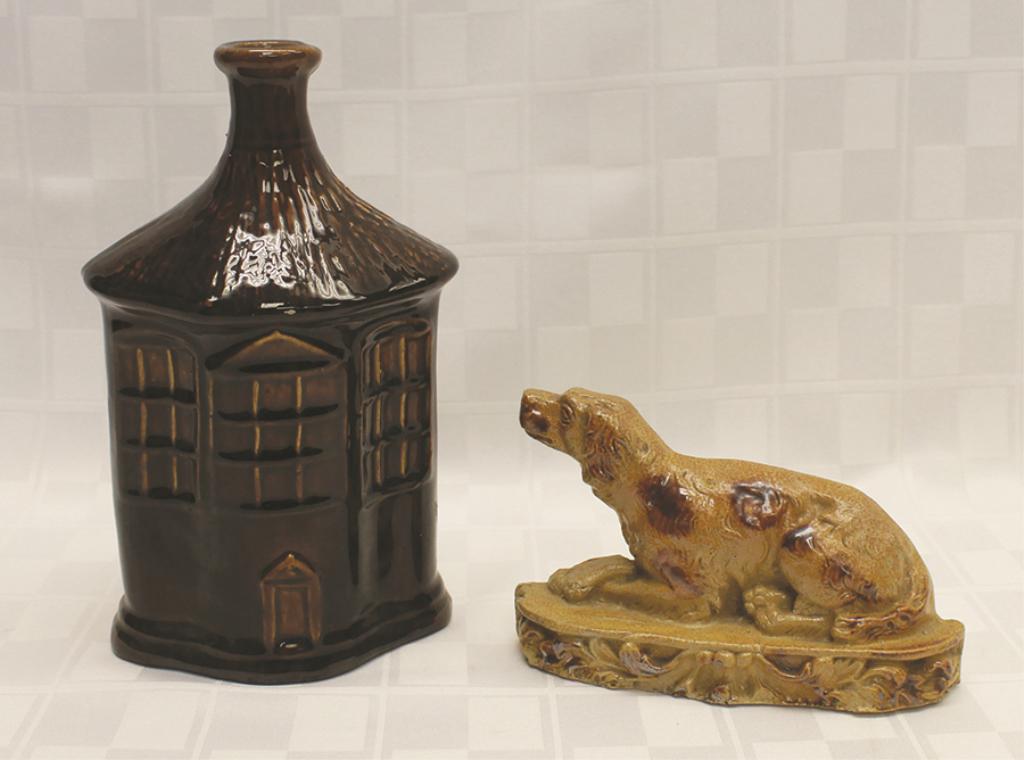 Bennington Flask and Dog Flask: 7.25" H x 4.375" (1 of 1)