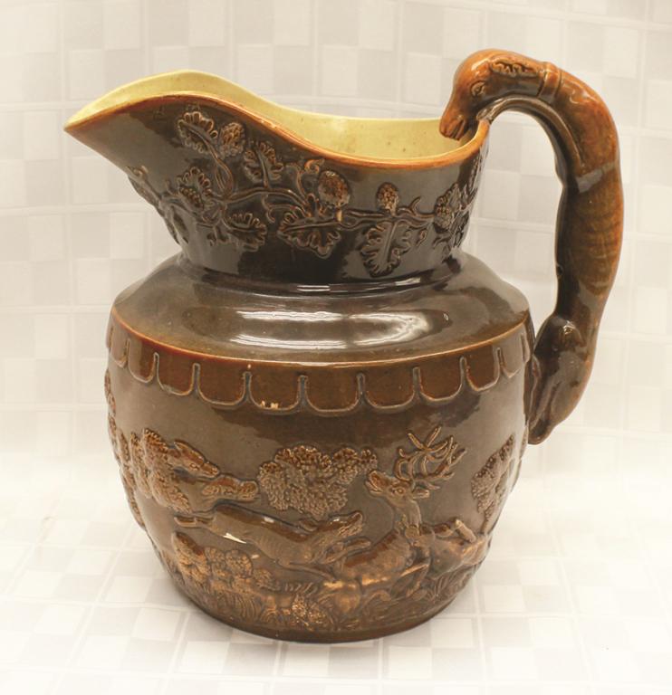 Large Bennington Water Pitcher with Dog Handle 10.5" H (1 of 1)