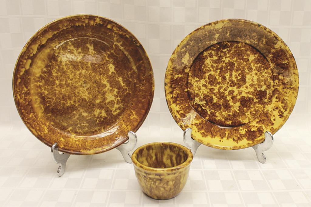 Three Piece Bennington: Two Plates: each 9" W Cup: 3.5" (1 of 1)