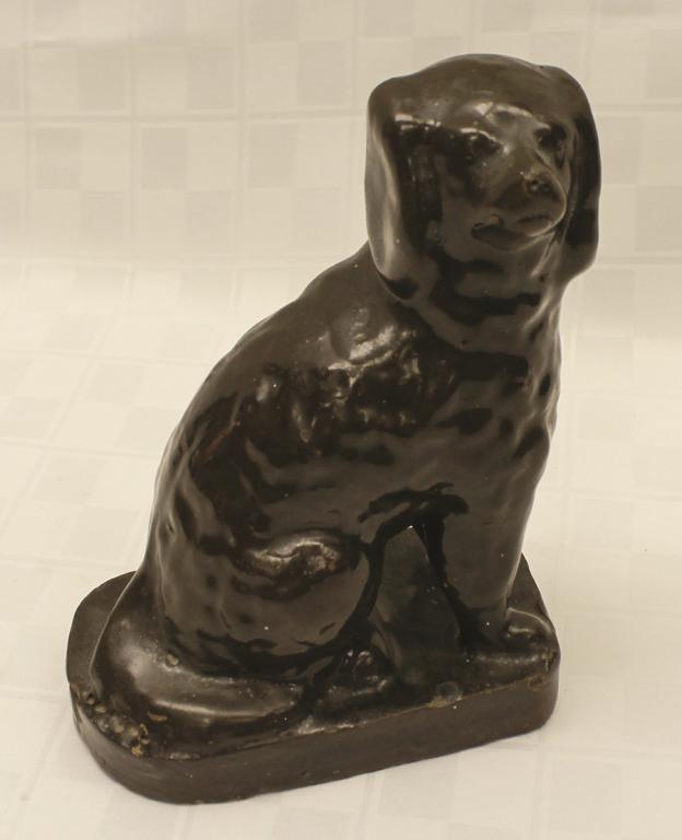 Redware Spaniel 8" H x 6" W Condition: Very slight: Condition: Very slight losses to glaze & base