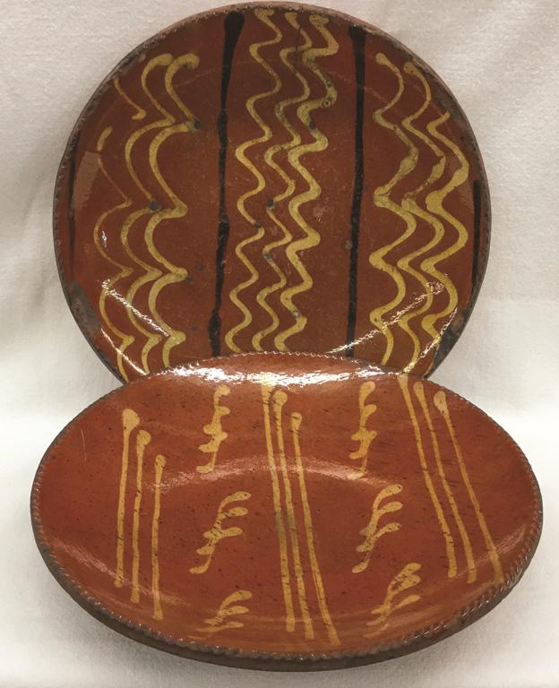 Two Redware Chargers each 12" Dia. Condition: One: Good (1 of 1)