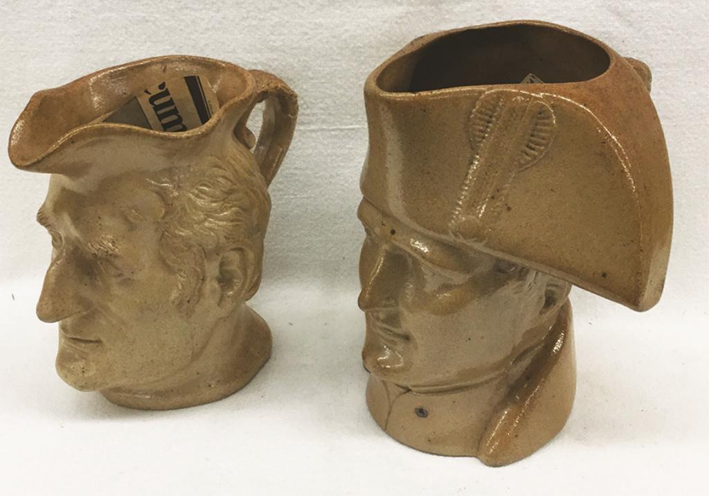 Two Pottery Toby Mugs: One: 7" H One: 6" H Condition: (1 of 1)
