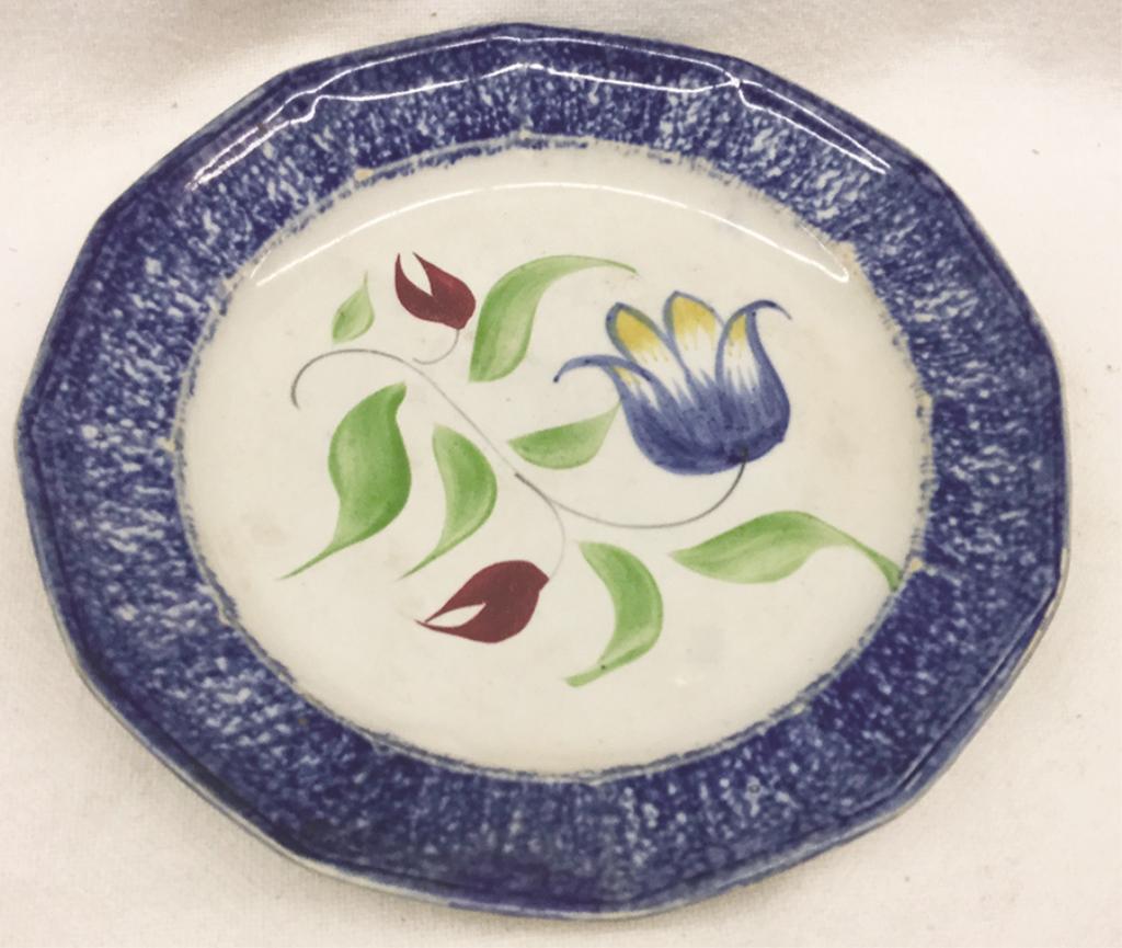 Spatterware Plate with Tulip Pattern 7.5" Dia. (1 of 1)