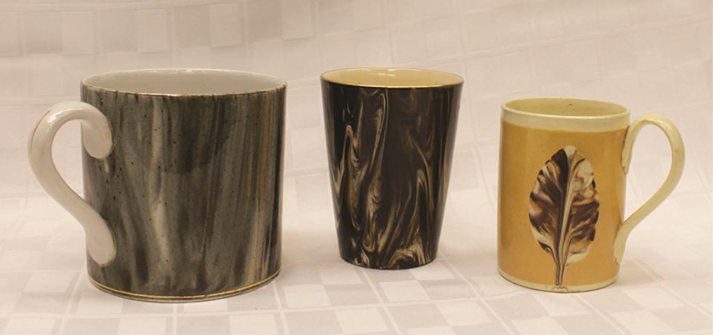 Three Modern Mochaware Cups, all approx. 4" Condition: (1 of 1)