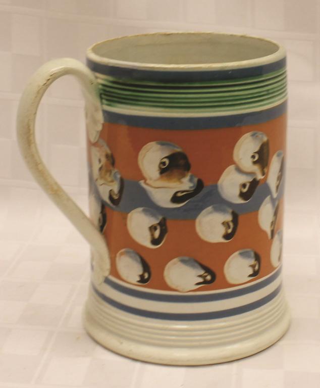 Mochaware Tankard with Cat's Eye Decorations 6.25" (1 of 1)