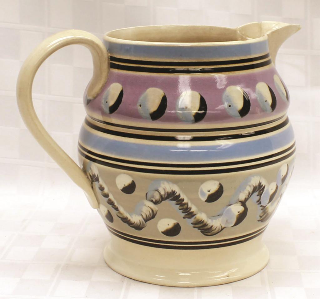 Mochaware Pitcher w/ Earthworm & Cat's Eye Dec. approx. (1 of 1)