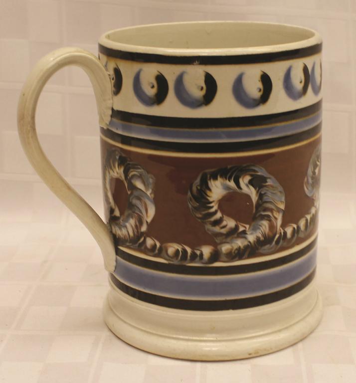 Mochaware Tankard w/ Earthworm & Cat's Eye Dec. 6" (1 of 1)