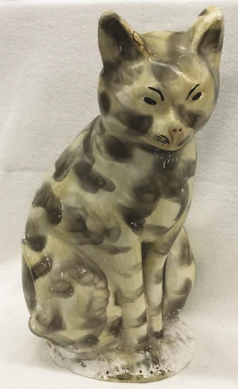 15" Smoke Chalk Cat Condition: Old repair to one ear, (1 of 1)