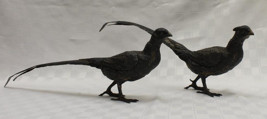 Pair of German Silver (800) Table Pheasants 20" W x 7" (1 of 1)