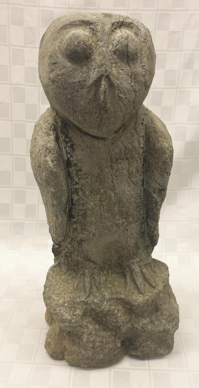 Popeye Reed Signed Limestone Owl approx. 16" H x 7" W x: approx. 16" H x 7" W x 6" D Condition: Good