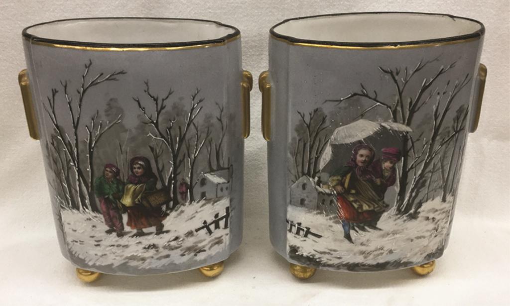 Handpainted Vases each 7.5" W x 9" H Condition: Good (1 of 1)