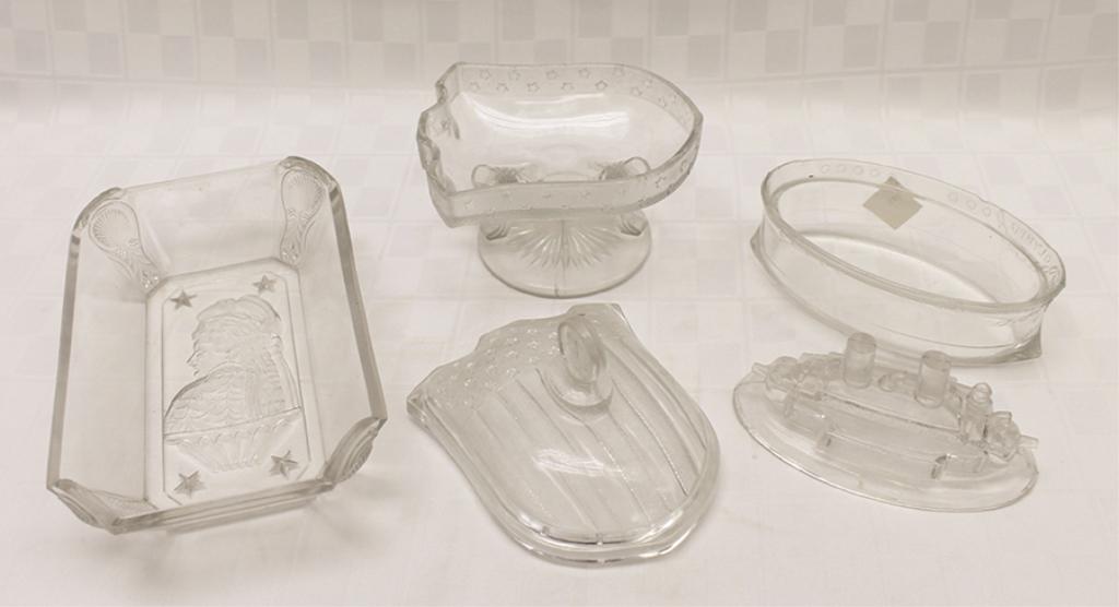Three PIece Patriotic Pressed Glass Dish: 9" x 5.5", (1 of 1)