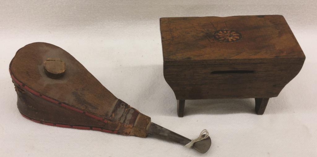 Wig Duster and Small Wooden Table Wig Duster: 7" L x 2" (1 of 1)