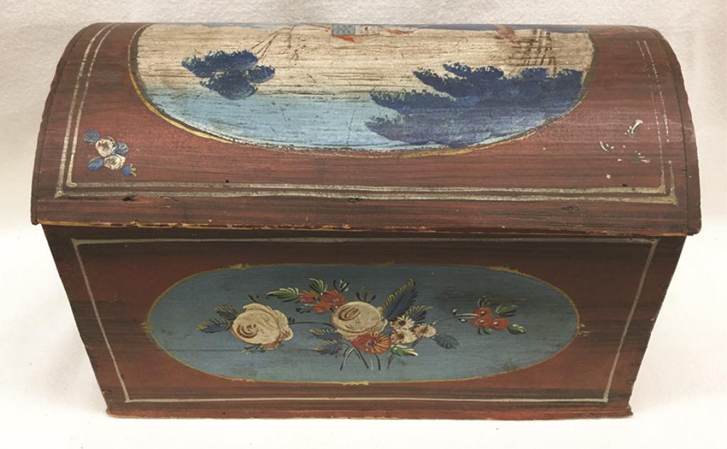 Miniature Dome Top Wooden Chest with Five Panels of (1 of 1)