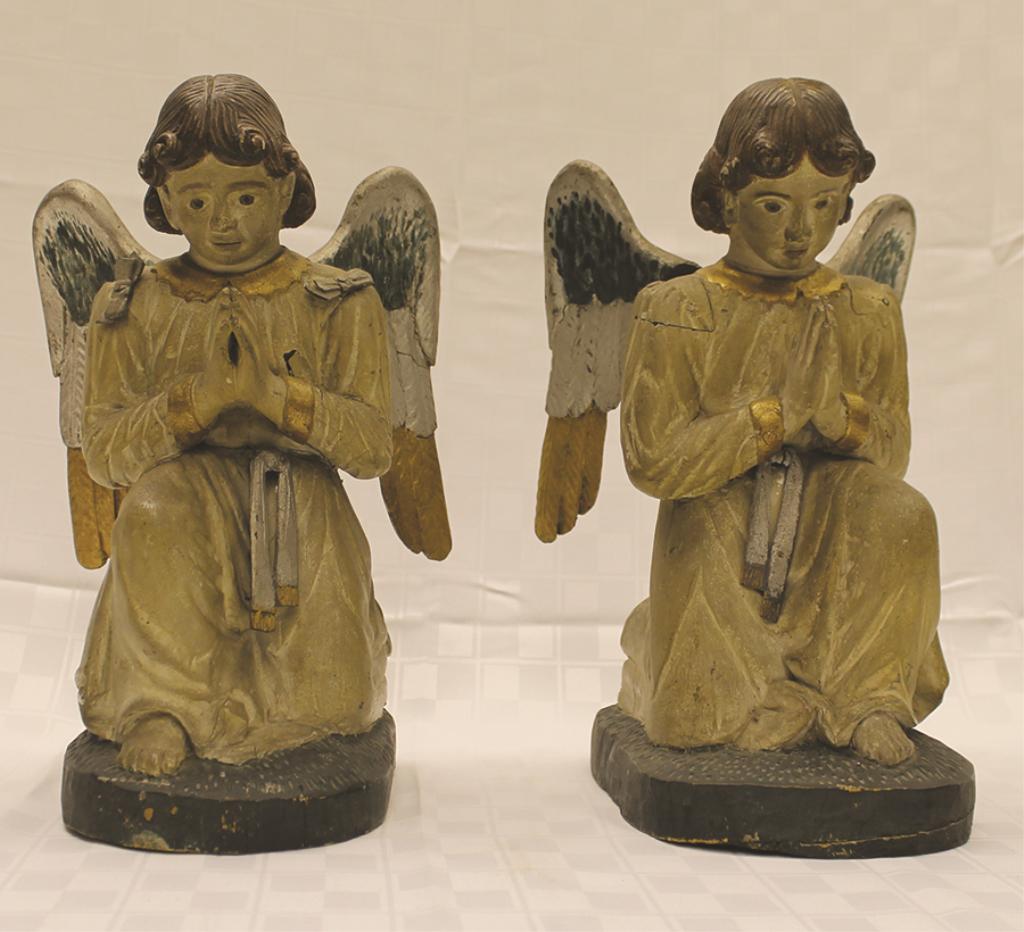 Pair of Early 19th Century Wooden Folk Art Angels each (1 of 1)