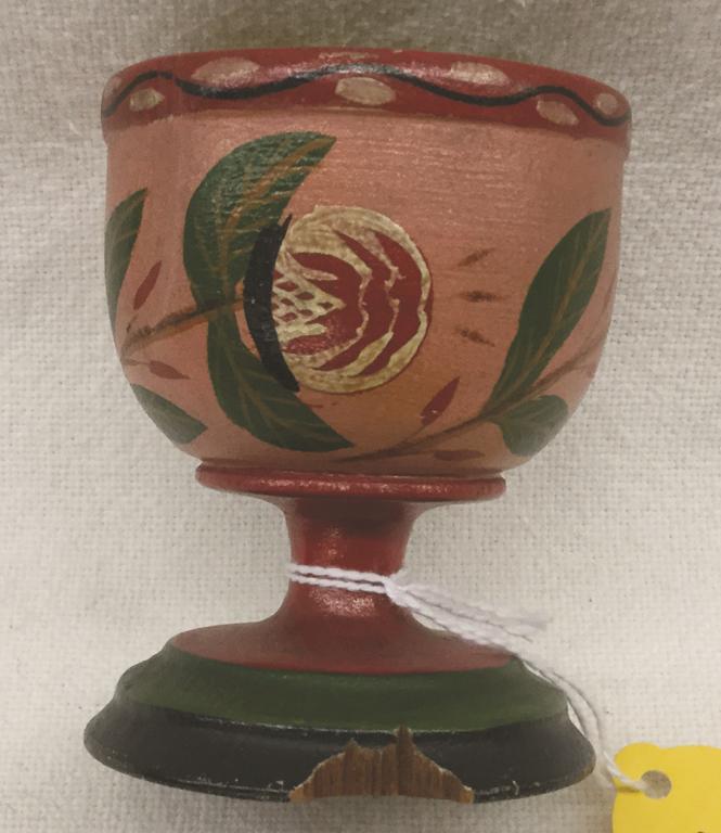 Lehnware Salmon Ground Egg Cup, signed Dated 1870, 3" H (1 of 1)