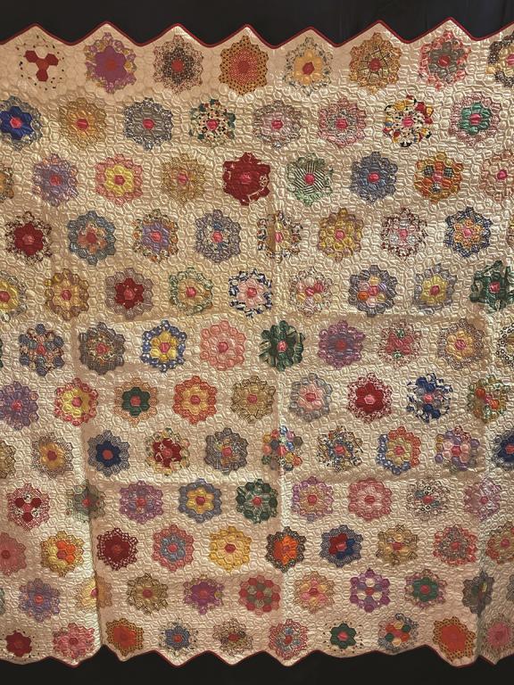 A "Grandmother's Flower Garden" Hexagon or Penny Quilt, (1 of 1)