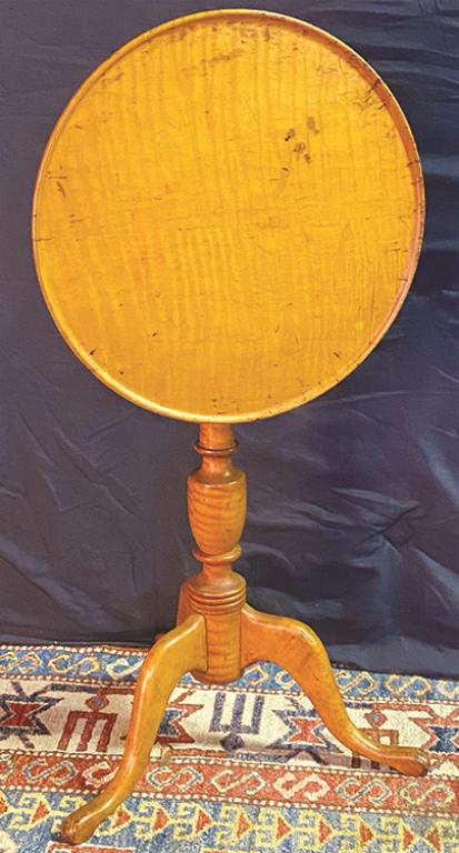 Tiger Maple Tilt Top Candlestand 25.5" H Condition: (1 of 1)