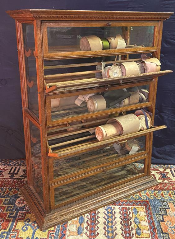 Oak and Galss Country Store Ribbon Cabinet 12 Dropout (1 of 1)