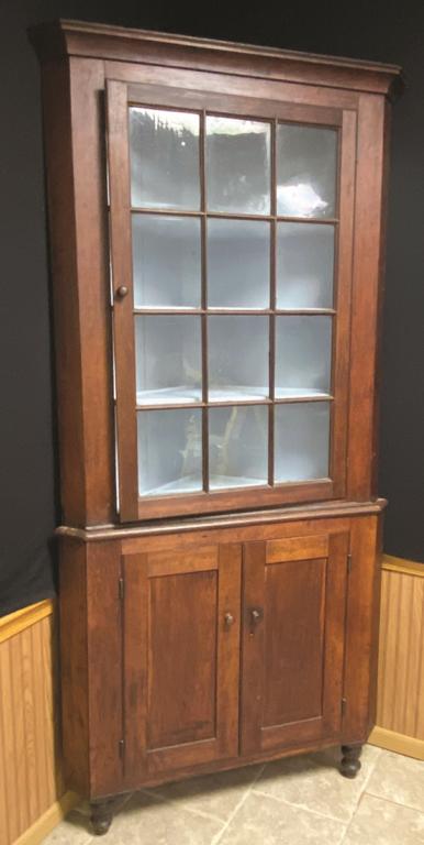 Cherry Corner Cupboard with Original 12 Pane Glass (1 of 1)