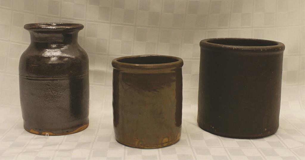 Three Piece Brown Glazed Jugs: Large: 7" H x 4.5" W, (1 of 1)