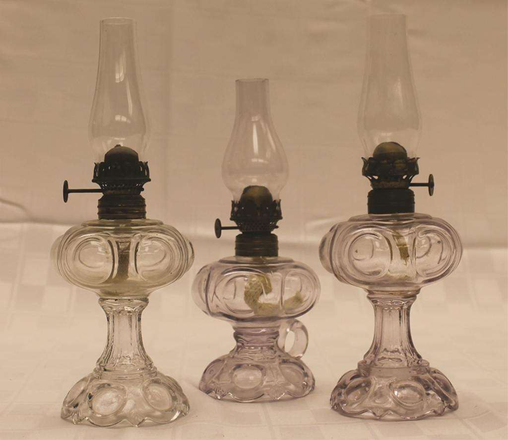 Three Cat's Eye Early Oil Lamps each approx. 8.5" H x (1 of 1)