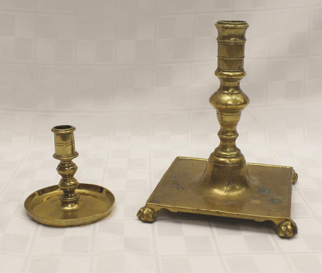 Pair of 17th Century Brass Candlesticks Larger: 5" W x (1 of 1)