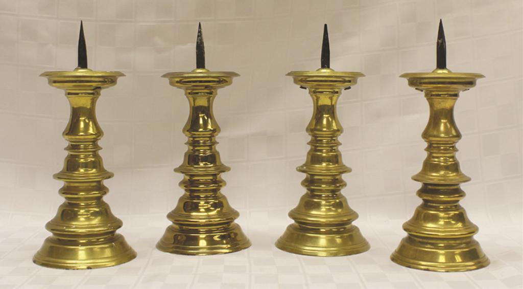 Four Piece Set of 17th Century Brass Candle Spikes each (1 of 1)