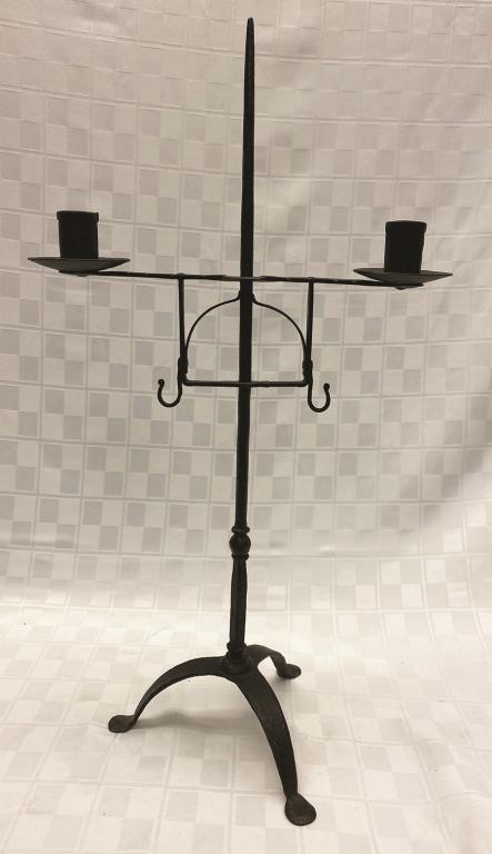 Wrought Iron, Early 19th Century, Two Light Adjustable (1 of 1)