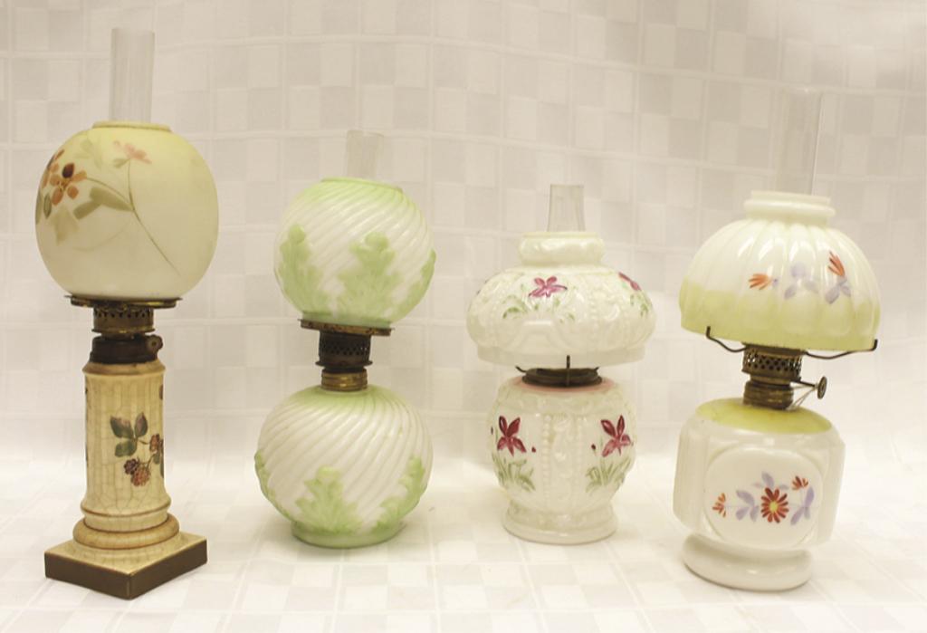 Four Miniature Kerosene Lights with Glass Shades each (1 of 1)