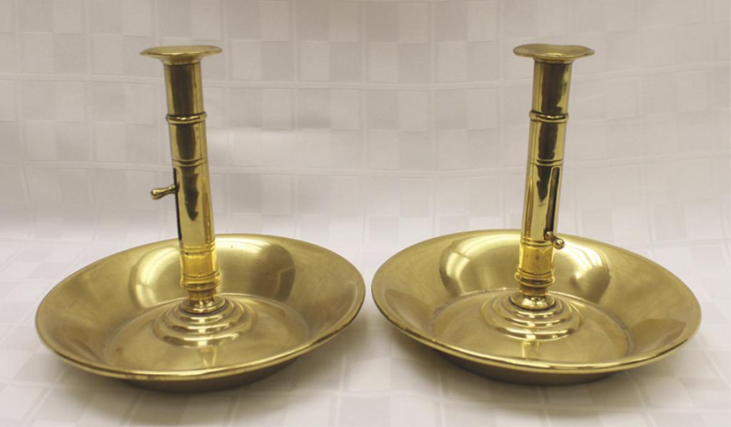 Pair of Brass Adjustable Chamber Candlesticks 7" W x (1 of 1)