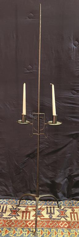 Wrought Iron Early American Two Candle Adjustable (1 of 1)