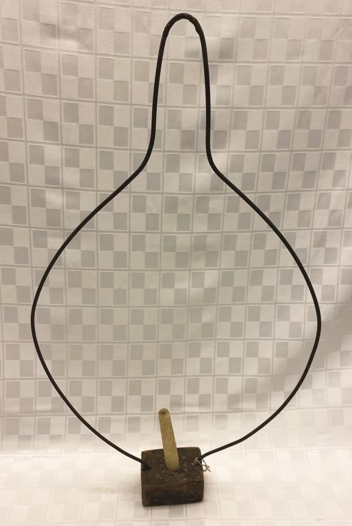 Primitive Harp Form Lighting Device made of Wood, Wire, (1 of 1)