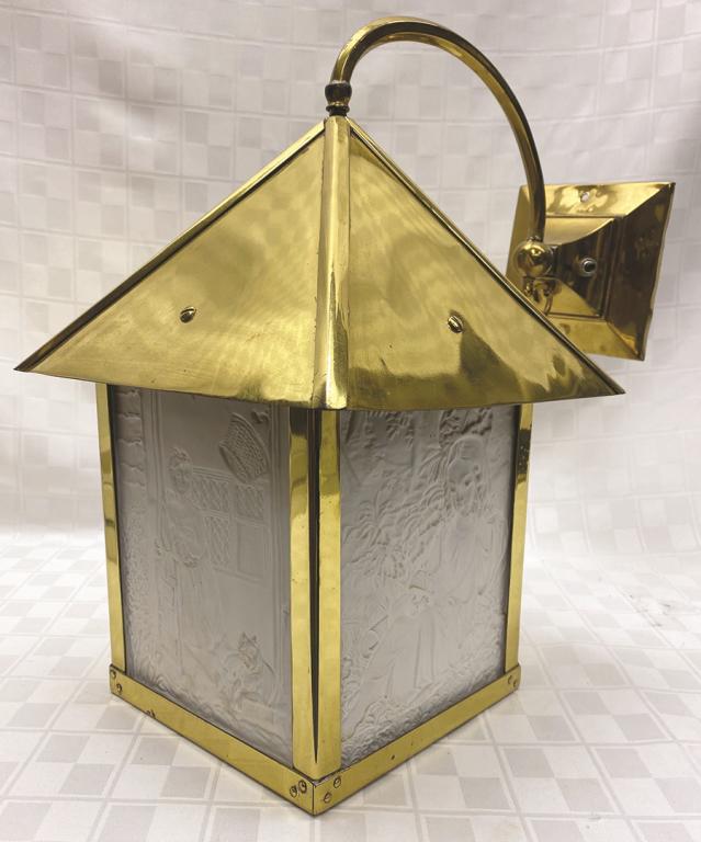 Brass, Wall-mounted, Lithophane Lantern with Three (1 of 1)
